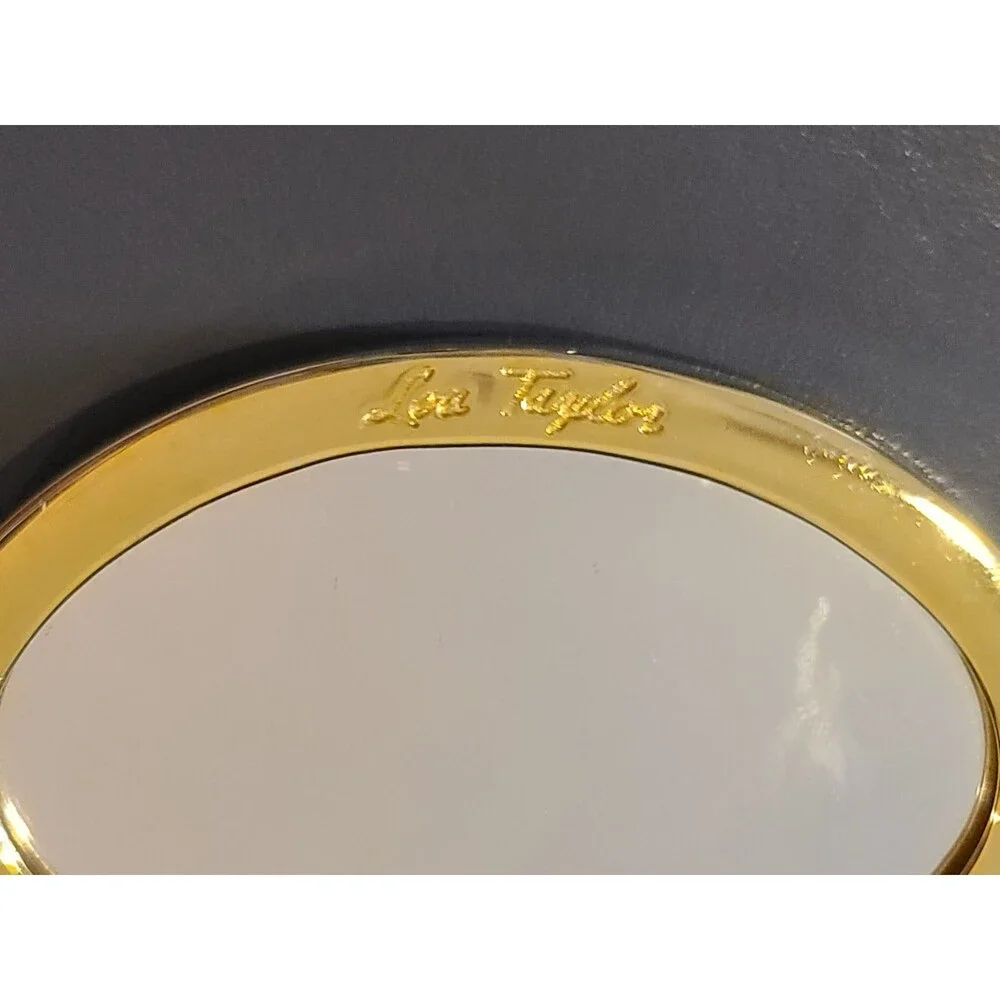 Vintage Lou Taylor Gray Clutch Purse With Pop Out Mirror And Gold Accents